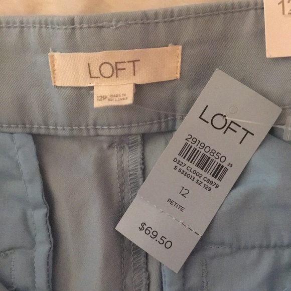 LOFT Light Blue Eyelet Hem Crop Pants - Picture 5 of 7